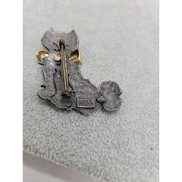 Ultra Craft Matte Silverstone Cat with Bow Pin Brooch Vintage Kitty Jewelry 2" - Picture 10 of 14